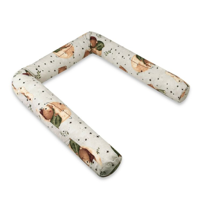 Aparatoare pentru patut, MimiNu, Tip rulou, Cu husa detasabila, Lungime 180 cm, Din bumbac certificat Oeko Tex Standard 100, Teddy Bear On Moon [1]