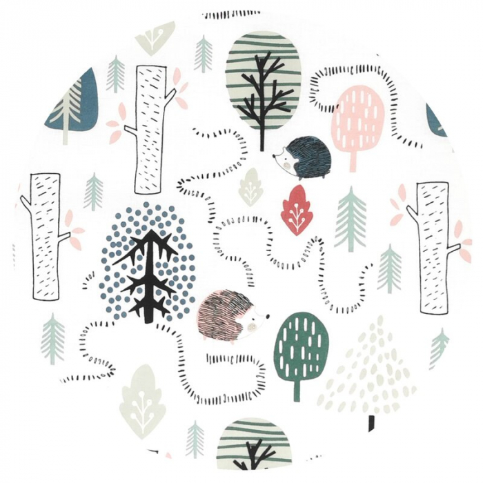 Aparatoare pentru patut, Qmini, Din bumbac certificat Oeko Tex Standard 100, 180x30 cm, Cu panglici, Hedgehog [2]
