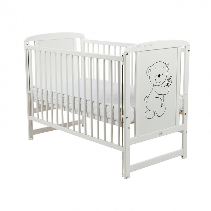 Patut din lemn Timmi alb 120x60 cm, Cu laterala culisanta , pin si mdf [4]