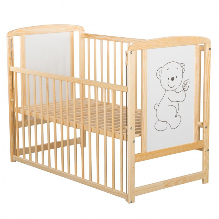 Patut din lemn pin si mdf Timmi 120x60 cm, Cu laterala culisanta [2]