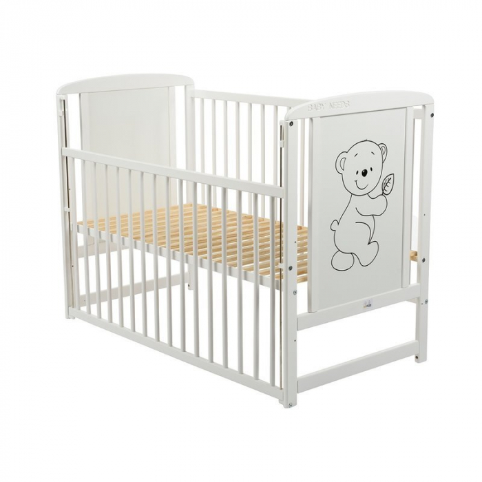 Patut din lemn Timmi alb 120x60 cm, Cu laterala culisanta , pin si mdf [1]