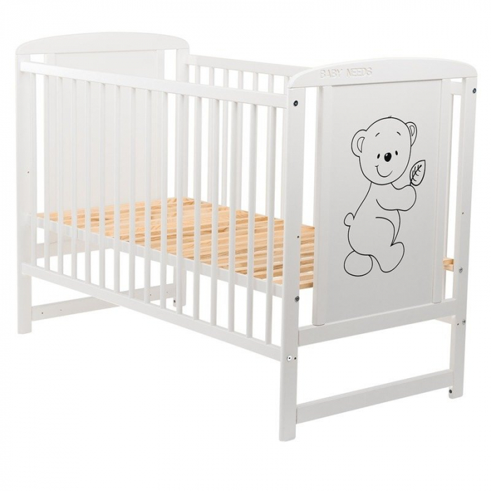 Patut din lemn pin+mdf alb, 120x60 cm cu saltea de 10 cm reglabila pe 3 nivele [6]