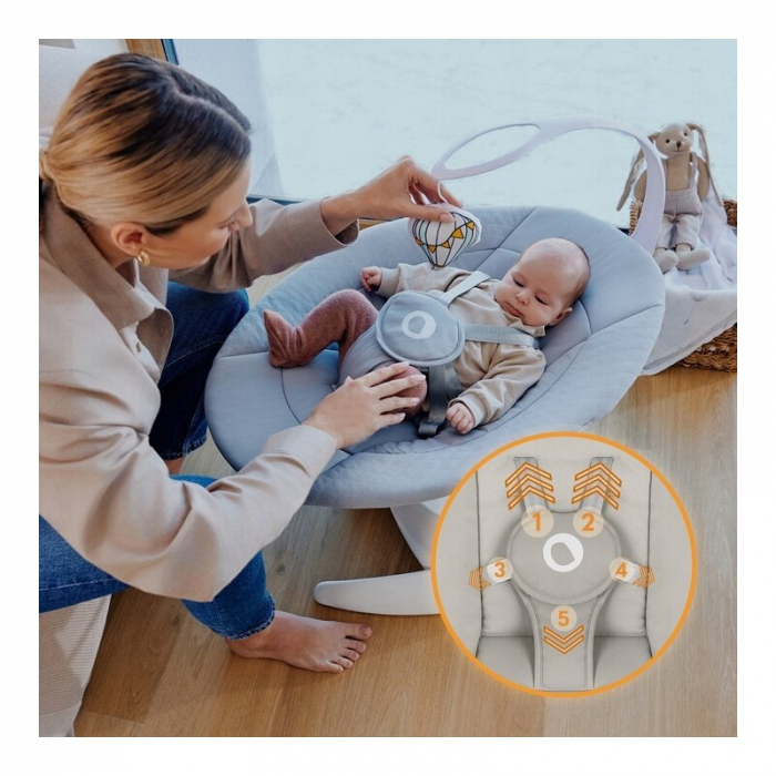 Balansoar, Lionelo, Iris, 2 in 1, Rotire 360 grade, Electric, Cu 3 moduri de leganare, Cu 5 trepte de viteza, Cu 3 pozitii de inclinare, 12 melodii, Silentios, Pana la 9 kg, Bej [30]