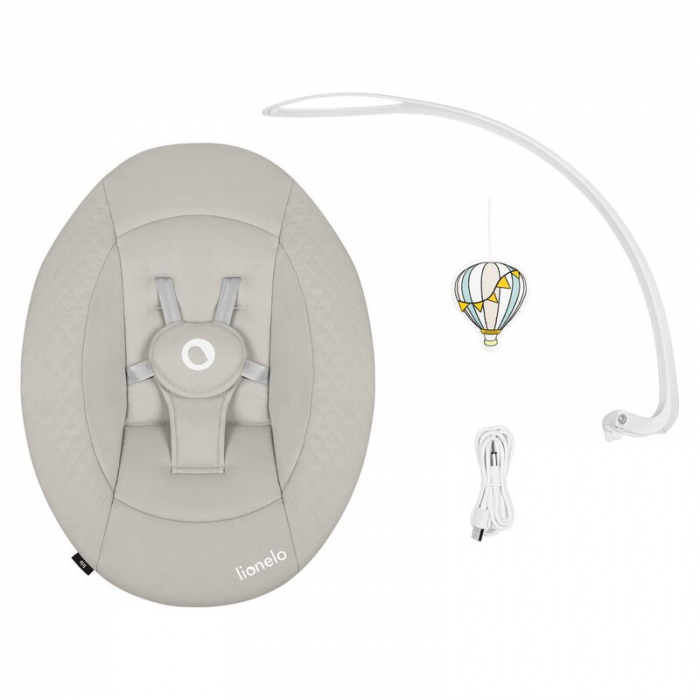 Balansoar, Lionelo, Iris, 2 in 1, Rotire 360 grade, Electric, Cu 3 moduri de leganare, Cu 5 trepte de viteza, Cu 3 pozitii de inclinare, 12 melodii, Silentios, Pana la 9 kg, Bej [20]