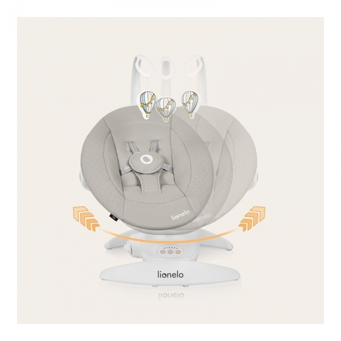 Balansoar, Lionelo, Iris, 2 in 1, Rotire 360 grade, Electric, Cu 3 moduri de leganare, Cu 5 trepte de viteza, Cu 3 pozitii de inclinare, 12 melodii, Silentios, Pana la 9 kg, Bej [26]