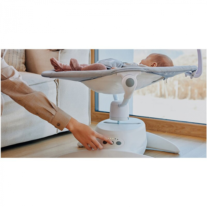 Balansoar, Lionelo, Iris, 2 in 1, Rotire 360 grade, Electric, Cu 3 moduri de leganare, Cu 5 trepte de viteza, Cu 3 pozitii de inclinare, Pana la 9 kg, Gri [15]