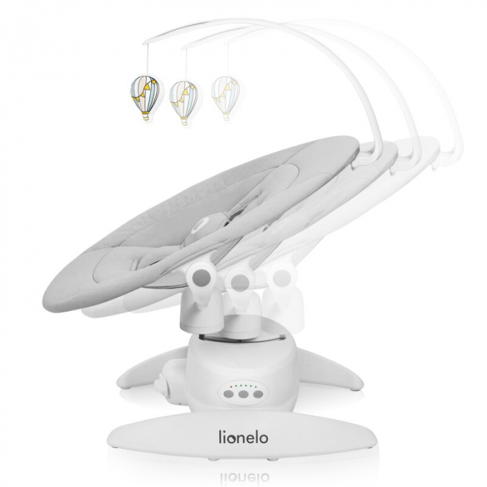 Balansoar, Lionelo, Iris, 2 in 1, Rotire 360 grade, Electric, Cu 3 moduri de leganare, Cu 5 trepte de viteza, Cu 3 pozitii de inclinare, Pana la 9 kg, Gri [6]