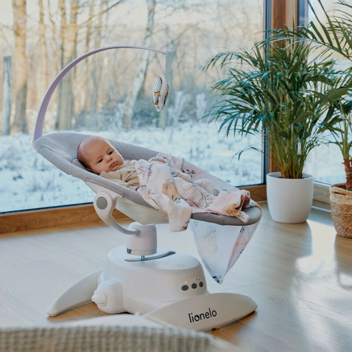 Balansoar, Lionelo, Iris, 2 in 1, Rotire 360 grade, Electric, Cu 3 moduri de leganare, Cu 5 trepte de viteza, Cu 3 pozitii de inclinare, Pana la 9 kg, Gri [5]