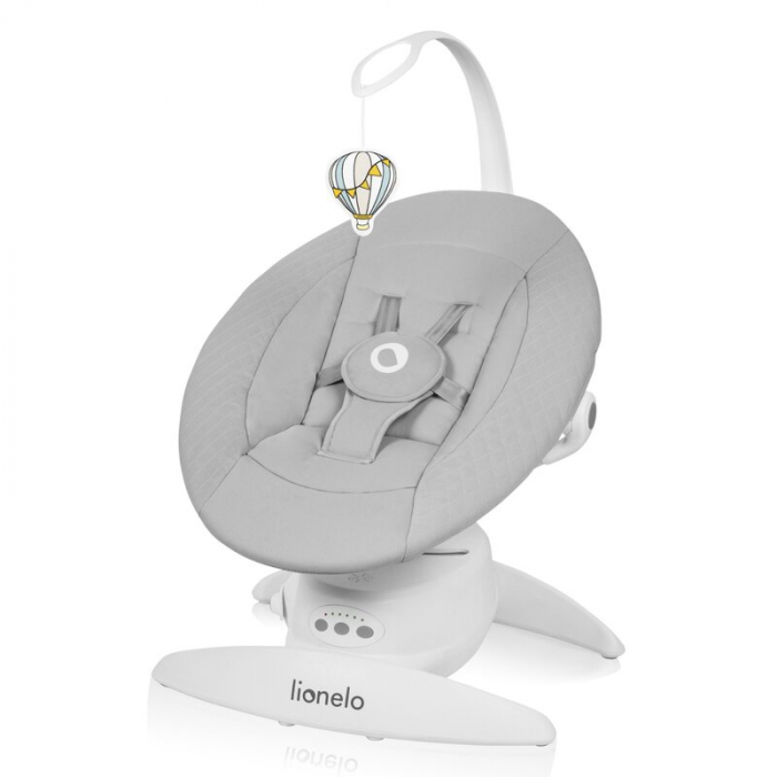 Balansoar, Lionelo, Iris, 2 in 1, Rotire 360 grade, Electric, Cu 3 moduri de leganare, Cu 5 trepte de viteza, Cu 3 pozitii de inclinare, Pana la 9 kg, Gri [1]