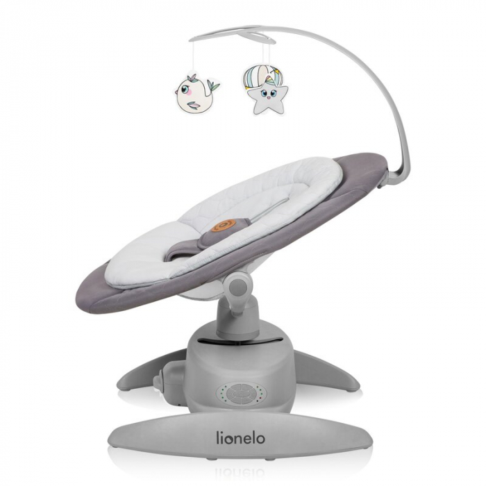 Balansoar, Lionelo, Mell, 2 in 1, Rotire 360 grade, Electric, Cu 3 moduri de leganare, Cu 5 trepte de viteza, Cu 3 pozitii de inclinare, Cu timer, 12 melodii si 2 sunete ale naturii, Pana la 9 kg, Gri [9]
