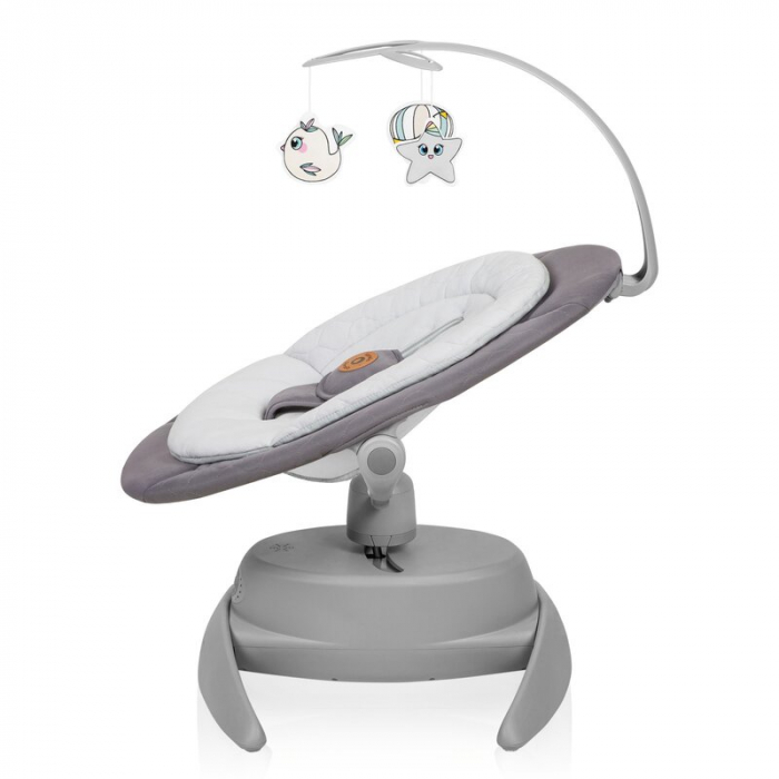 Balansoar, Lionelo, Mell, 2 in 1, Rotire 360 grade, Electric, Cu 3 moduri de leganare, Cu 5 trepte de viteza, Cu 3 pozitii de inclinare, Cu timer, 12 melodii si 2 sunete ale naturii, Pana la 9 kg, Gri [11]
