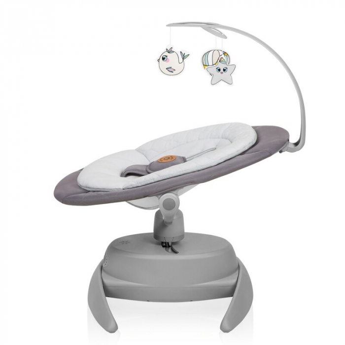 Balansoar, Lionelo, Mell, 2 in 1, Rotire 360 grade, Electric, Cu 3 moduri de leganare, Cu 5 trepte de viteza, Cu 3 pozitii de inclinare, Cu timer, 12 melodii si 2 sunete ale naturii, Pana la 9 kg, Gri [12]