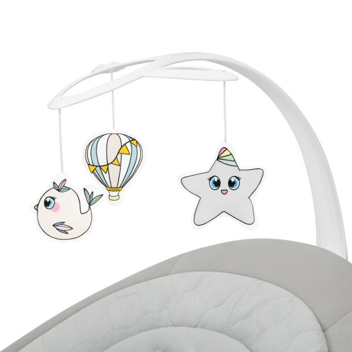 Balansoar, Lionelo, Mell, 2 in 1, Rotire 360 grade, Electric, Cu 3 moduri de leganare, Cu 5 trepte de viteza, Cu 3 pozitii de inclinare, Cu timer, 12 melodii si 2 sunete ale naturii, Pana la 9 kg, Bej [19]
