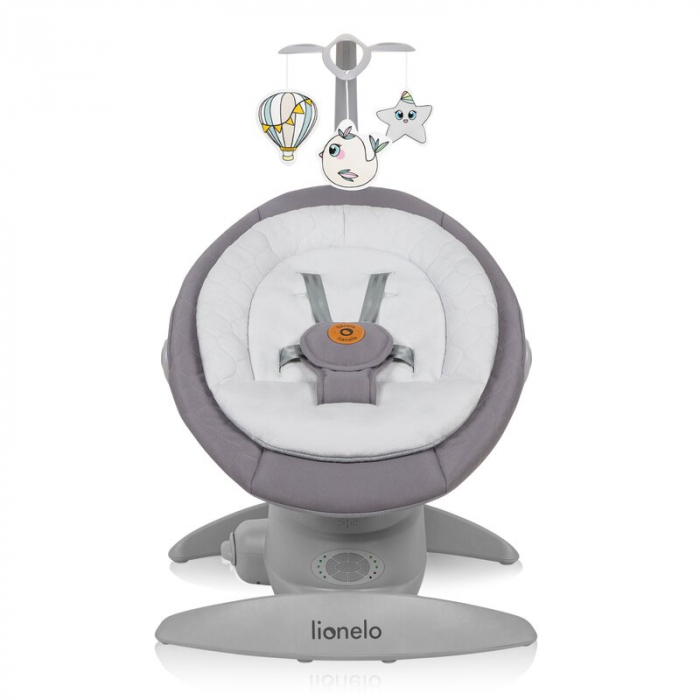 Balansoar, Lionelo, Mell, 2 in 1, Rotire 360 grade, Electric, Cu 3 moduri de leganare, Cu 5 trepte de viteza, Cu 3 pozitii de inclinare, Cu timer, 12 melodii si 2 sunete ale naturii, Pana la 9 kg, Gri [3]