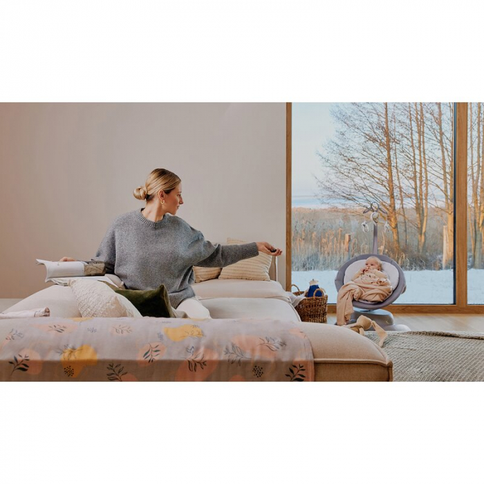 Balansoar, Lionelo, Mell, 2 in 1, Rotire 360 grade, Electric, Cu 3 moduri de leganare, Cu 5 trepte de viteza, Cu 3 pozitii de inclinare, Cu timer, 12 melodii si 2 sunete ale naturii, Pana la 9 kg, Bej [26]