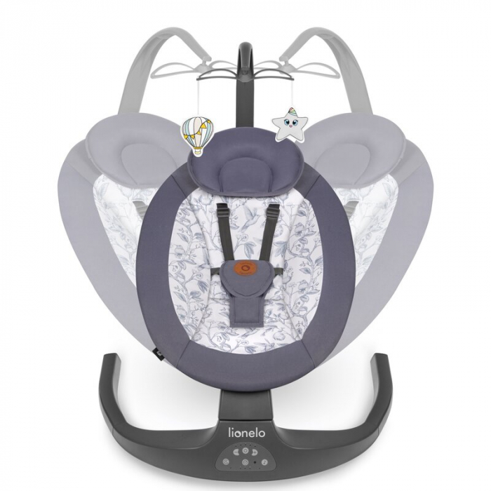 Balansoar si sezlong, Lionelo, Ralf, 2 in 1, Electric, Cu telecomanda si cablu USB, Cu miscare laterala de balansare si 5 niveluri diferite de viteza, Cu 12 melodii, Gri/Alb [3]