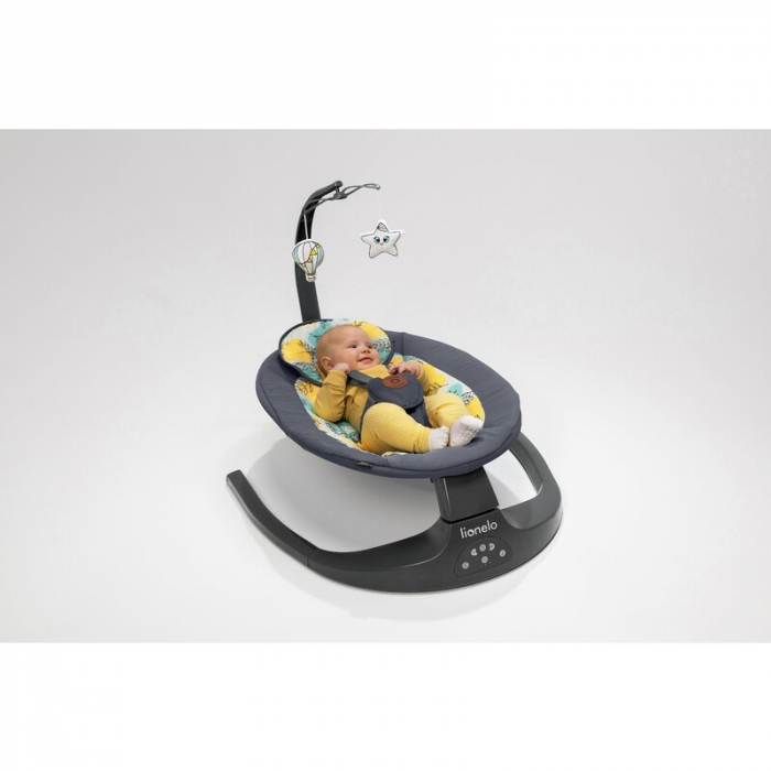 Balansoar si sezlong, Lionelo, Ralf, 2 in 1, Electric, Cu telecomanda si cablu USB, Cu miscare laterala de balansare si 5 niveluri diferite de viteza, Cu 12 melodii, Gri/Alb [31]