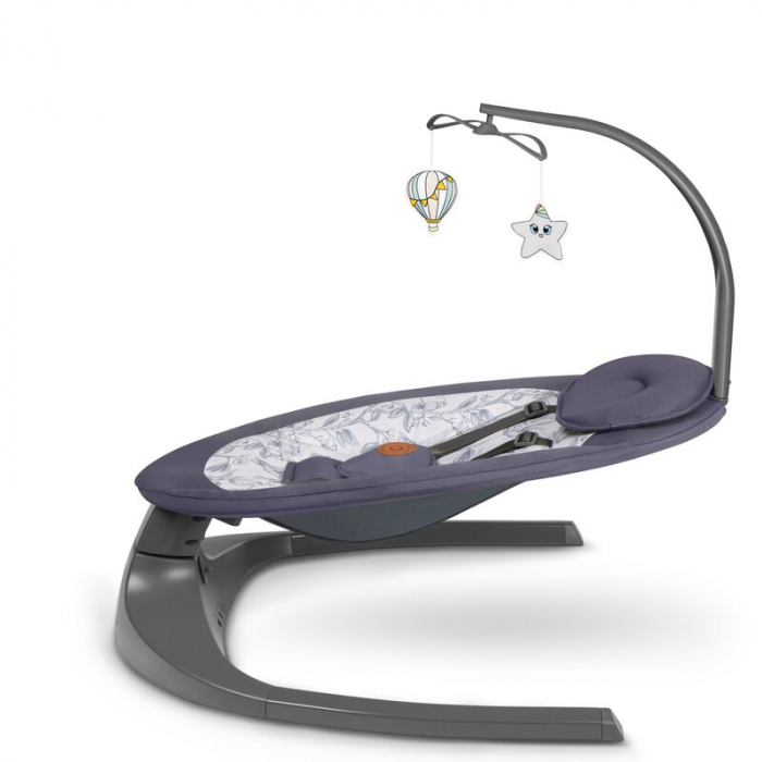 Balansoar si sezlong, Lionelo, Ralf, 2 in 1, Electric, Cu telecomanda si cablu USB, Cu miscare laterala de balansare si 5 niveluri diferite de viteza, Cu 12 melodii, Gri/Alb [5]