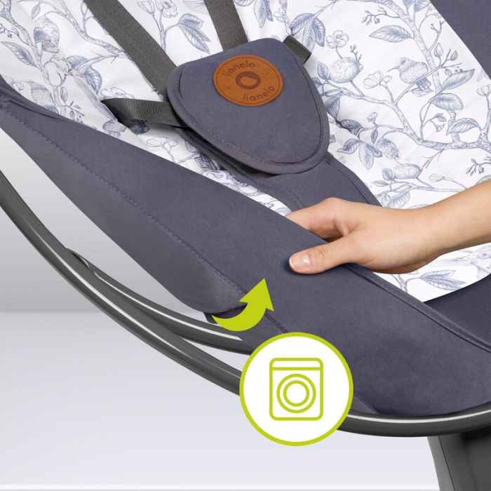 Balansoar si sezlong, Lionelo, Ralf, 2 in 1, Electric, Cu telecomanda si cablu USB, Cu miscare laterala de balansare si 5 niveluri diferite de viteza, Cu 12 melodii, Gri/Alb [21]