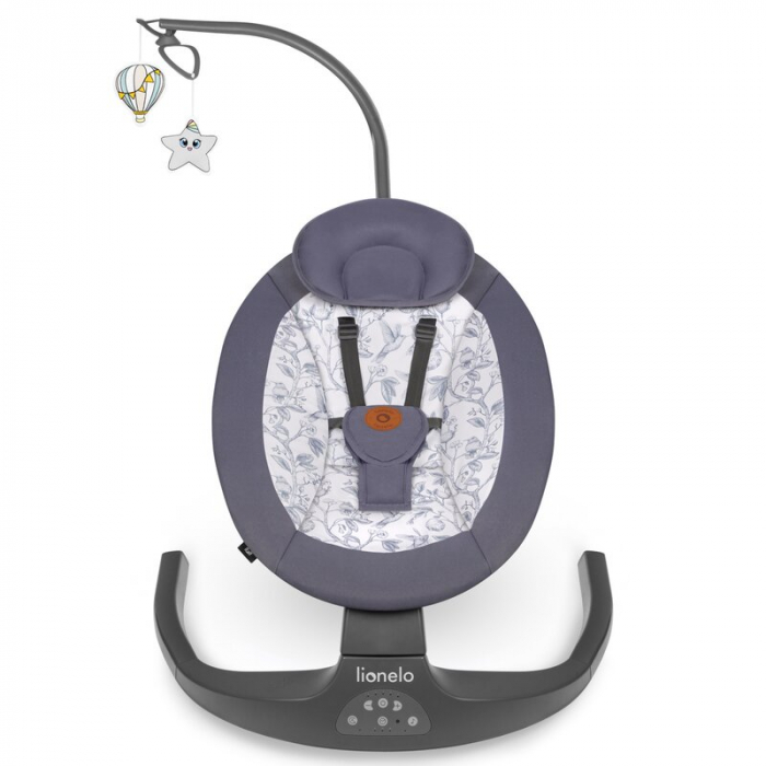 Balansoar si sezlong, Lionelo, Ralf, 2 in 1, Electric, Cu telecomanda si cablu USB, Cu miscare laterala de balansare si 5 niveluri diferite de viteza, Cu 12 melodii, Gri/Alb [2]