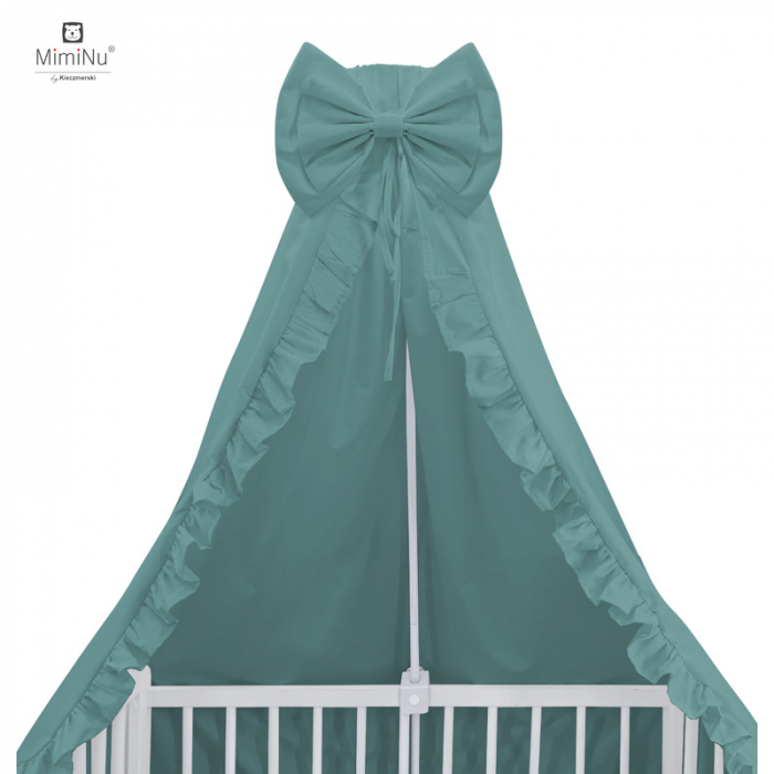 Baldachin pentru patut, cu funda si volanas, 210x145 cm, Material certificat Oeko Tex Standard 100, Colectia Royal, Nepal Green [1]