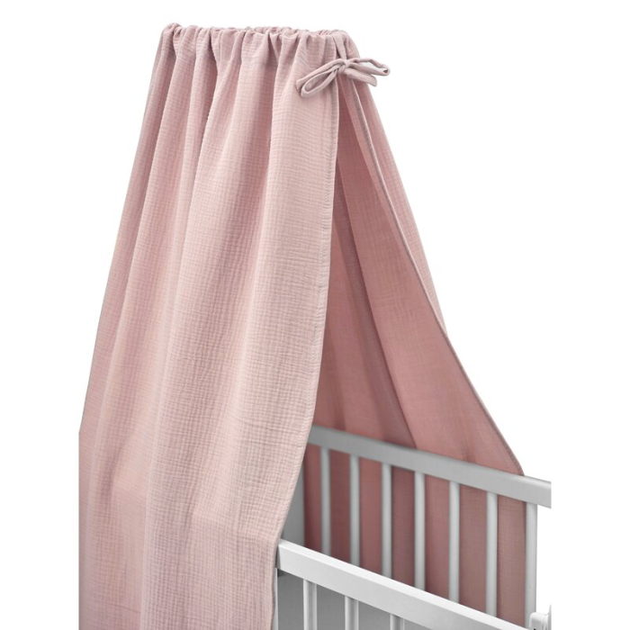 Baldachin, Qmini, Pentru patut, leagan, Din muselina dubla 145x200 cm, Material certificat Oeko Tex Standard 100, Powder Pink [1]