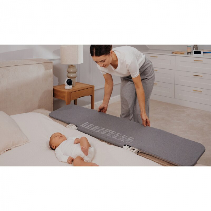 Bariera de protectie pentru pat, Lionelo, Lora XL, Pliabila, Sistem de blocare StandSafe, Geanta de transport inclusa, 150x46 cm, Conform cu BS 7972:2001+A1:2009, Bej [25]