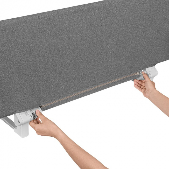 Bariera de protectie pentru pat, Lionelo, Lora XL, Pliabila, Sistem de blocare StandSafe, Geanta de transport inclusa, 150x46 cm, Conform cu BS 7972:2001+A1:2009, Gri [5]