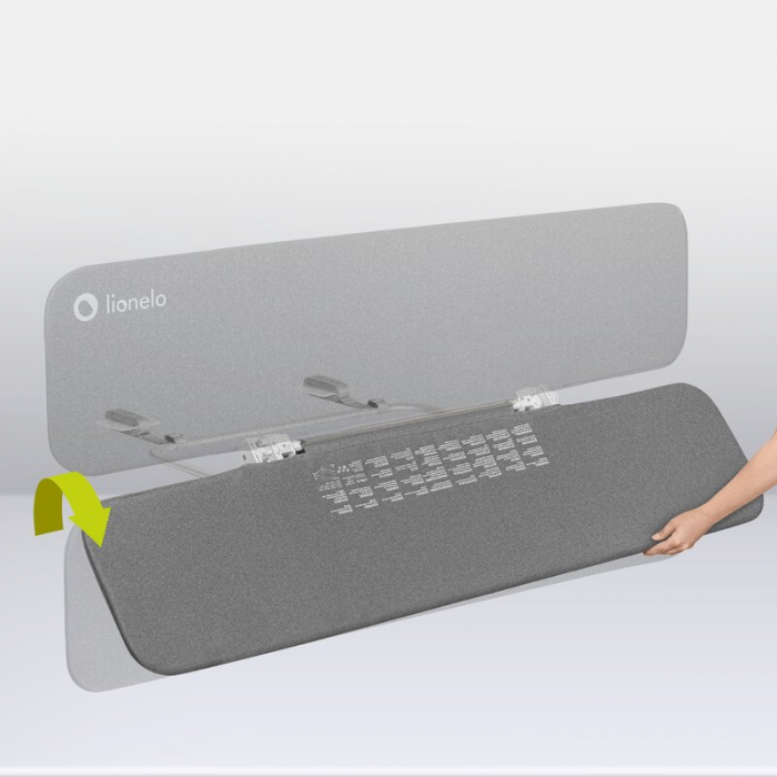 Bariera de protectie pentru pat, Lionelo, Lora XL, Pliabila, Sistem de blocare StandSafe, Geanta de transport inclusa, 150x46 cm, Conform cu BS 7972:2001+A1:2009, Gri [17]