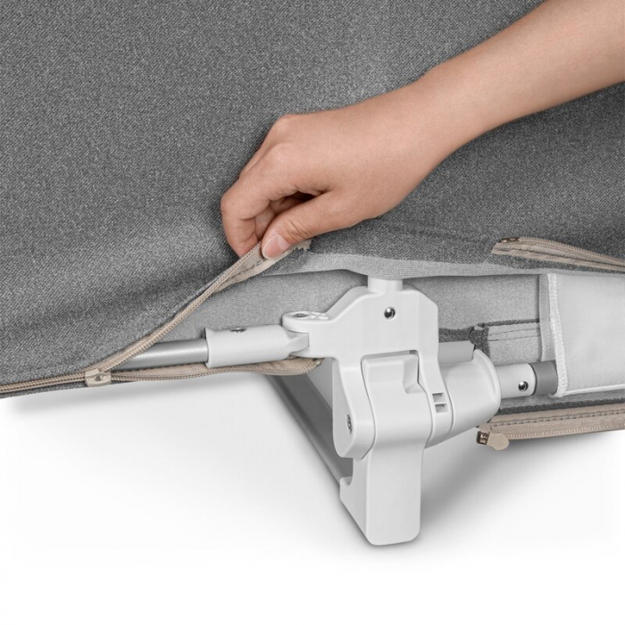 Bariera de protectie pentru pat, Lionelo, Lora XL, Pliabila, Sistem de blocare StandSafe, Geanta de transport inclusa, 150x46 cm, Conform cu BS 7972:2001+A1:2009, Gri [10]
