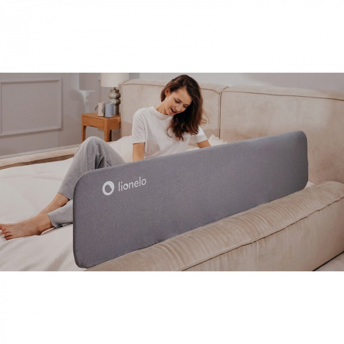 Bariera de protectie pentru pat, Lionelo, Lora XL, Pliabila, Sistem de blocare StandSafe, Geanta de transport inclusa, 150x46 cm, Conform cu BS 7972:2001+A1:2009, Bej [28]