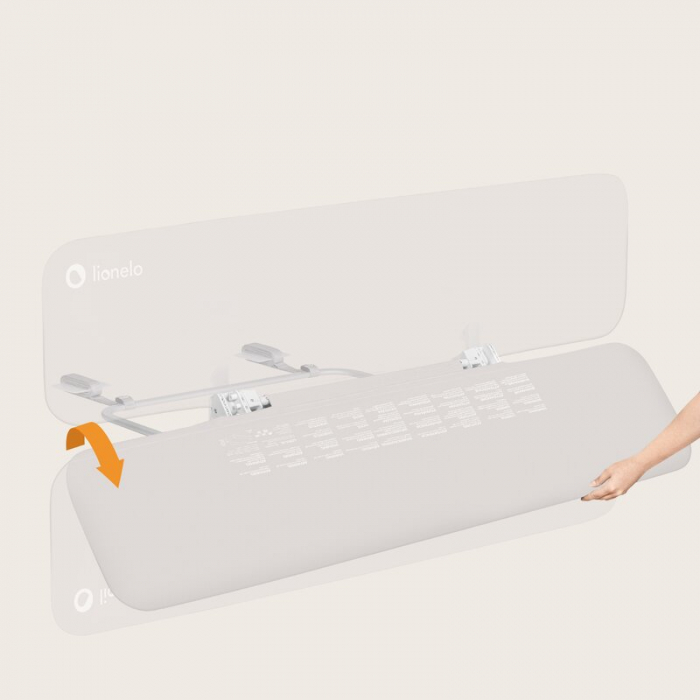Bariera de protectie pentru pat, Lionelo, Lora XL, Pliabila, Sistem de blocare StandSafe, Geanta de transport inclusa, 150x46 cm, Conform cu BS 7972:2001+A1:2009, Bej [18]