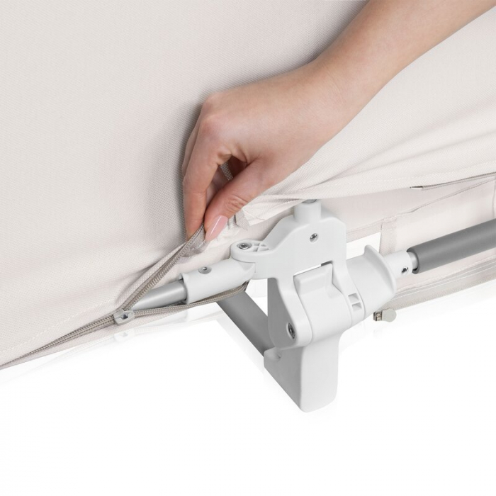 Bariera de protectie pentru pat, Lionelo, Lora XL, Pliabila, Sistem de blocare StandSafe, Geanta de transport inclusa, 150x46 cm, Conform cu BS 7972:2001+A1:2009, Bej [10]
