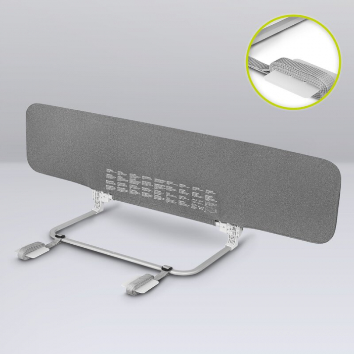 Bariera de protectie pentru pat, Lionelo, Lora XL, Pliabila, Sistem de blocare StandSafe, Geanta de transport inclusa, 150x46 cm, Conform cu BS 7972:2001+A1:2009, Gri [16]