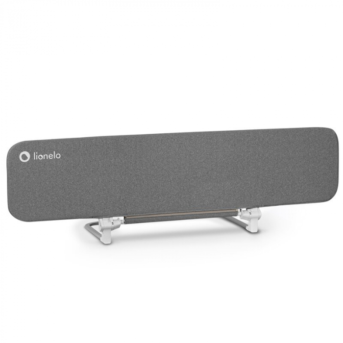 Bariera de protectie pentru pat, Lionelo, Lora XL, Pliabila, Sistem de blocare StandSafe, Geanta de transport inclusa, 150x46 cm, Conform cu BS 7972:2001+A1:2009, Gri [3]