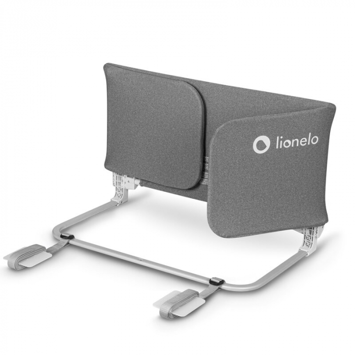 Bariera de protectie pentru pat, Lionelo, Lora XL, Pliabila, Sistem de blocare StandSafe, Geanta de transport inclusa, 150x46 cm, Conform cu BS 7972:2001+A1:2009, Gri [11]