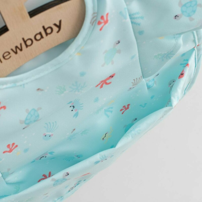 Baveta cu buzunar si volane, New Baby, 35x27 cm, Sea [2]