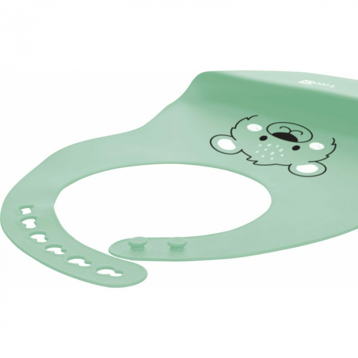 Baveta, FreeON, Moale, Din silicon, Fara BPA, Cu buzunar, 31 x 24 cm, Bear Green [3]