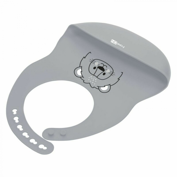 Baveta, FreeON, Moale, Din silicon, Fara BPA, Cu buzunar, 31 x 24 cm, Lion Grey [2]