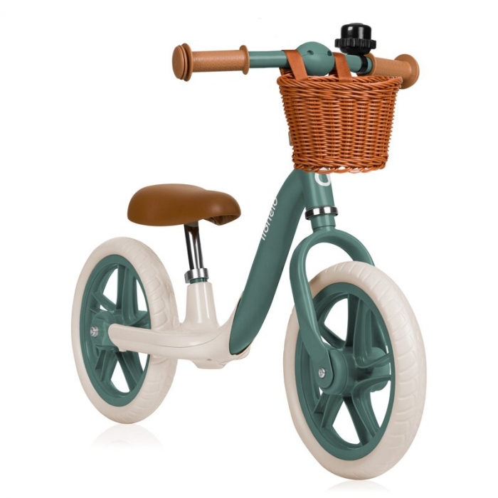 Bicicleta fara pedale, Lionelo, Alex Plus, Usoara, Cu ghidon si sa reglabile, Include cos depozitare si sonerie, Din otel, Cu roti din spuma EVA, 12 inch, Green Forest [2]