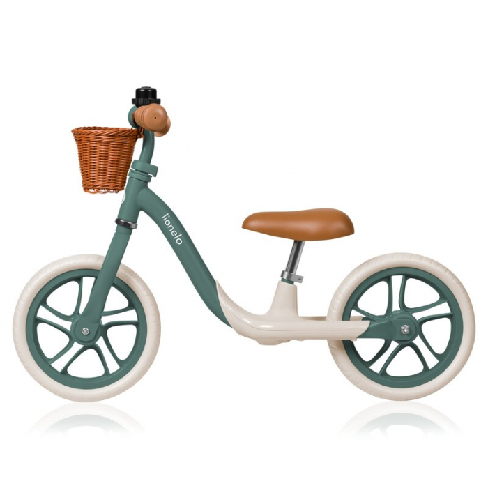 Bicicleta fara pedale, Lionelo, Alex Plus, Usoara, Cu ghidon si sa reglabile, Include cos depozitare si sonerie, Din otel, Cu roti din spuma EVA, 12 inch, Green Forest [4]