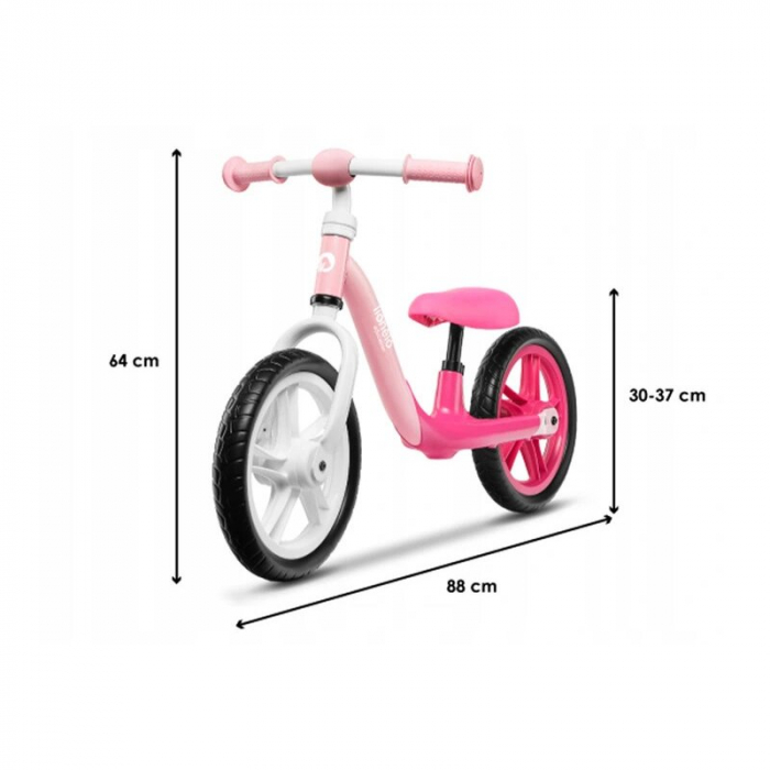 Bicicleta fara pedale, Lionelo, Alex, Usoara, Cu ghidon si sa reglabile, Greutate 3.3 Kg, Cu roti din spuma EVA, 12 inch, Bubblegum [7]
