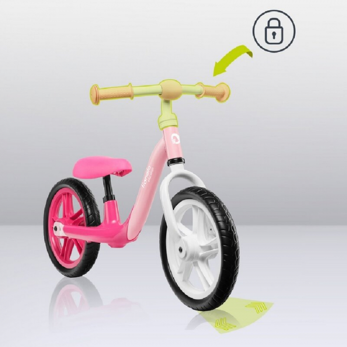 Bicicleta fara pedale, Lionelo, Alex, Usoara, Cu ghidon si sa reglabile, Greutate 3.3 Kg, Cu roti din spuma EVA, 12 inch, Bubblegum [16]