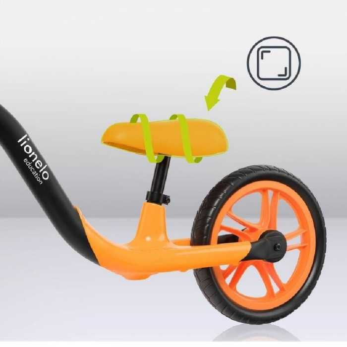 Bicicleta fara pedale, Lionelo, Alex, Usoara, Cu ghidon si sa reglabile, Greutate 3.3 Kg, Cu roti din spuma EVA, 12 inch, Orange [16]