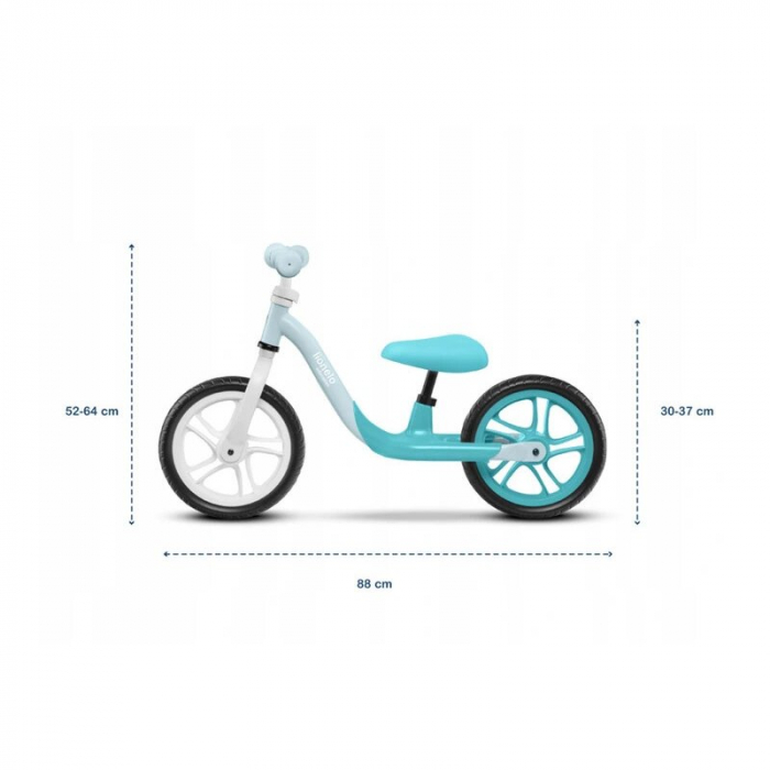 Bicicleta fara pedale, Lionelo, Alex, Usoara, Cu ghidon si sa reglabile, Greutate 3.3 Kg, Cu roti din spuma EVA, 12 inch, Turquoise [8]