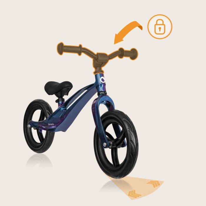 Bicicleta fara pedale, Lionelo, Bart, Usoara, Cu cadru din magneziu, Cu ghidon si sa reglabile, Greutate 3 Kg, 12 inch, Conform cu standardul european de securitate EN71, Blue Violet [6]
