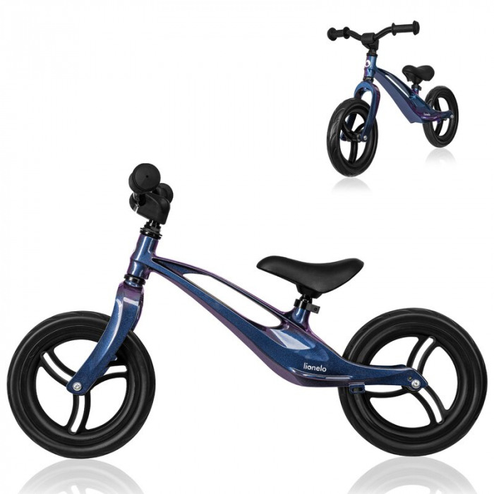 Bicicleta fara pedale, Lionelo, Bart, Usoara, Cu cadru din magneziu, Cu ghidon si sa reglabile, Greutate 3 Kg, 12 inch, Conform cu standardul european de securitate EN71, Blue Violet [14]