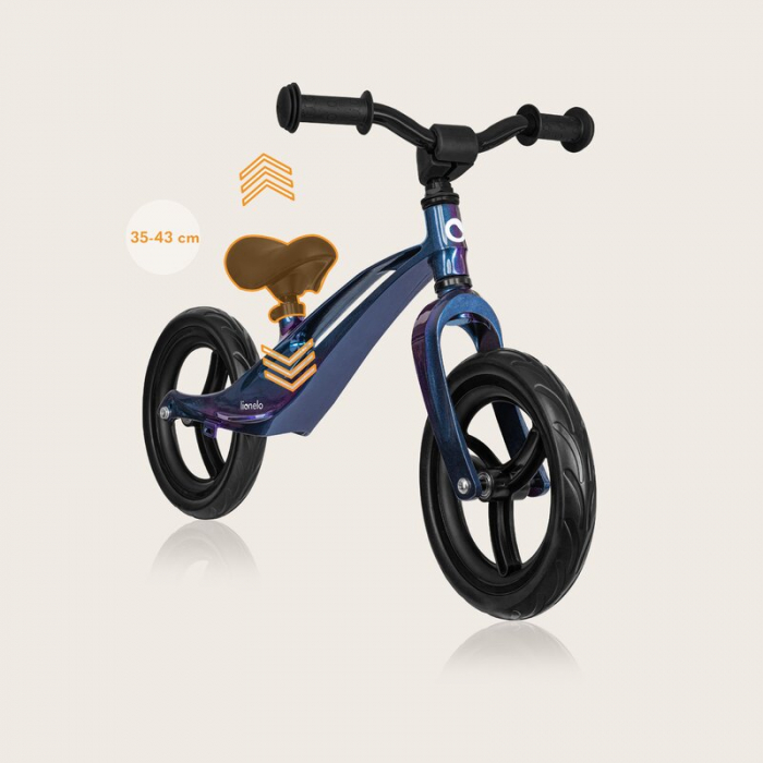 Bicicleta fara pedale, Lionelo, Bart, Usoara, Cu cadru din magneziu, Cu ghidon si sa reglabile, Greutate 3 Kg, 12 inch, Conform cu standardul european de securitate EN71, Blue Violet [10]