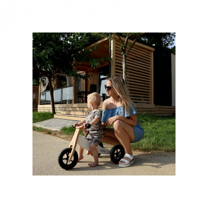 Bicicleta/tricicleta fara pedale din lemn, 2 in 1, Functie de bicicleta echilibru, Sa reglabila, Manere antiderapante, Roti ajustabile, 18 luni – 3 ani, Free2Move, Brown White [3]