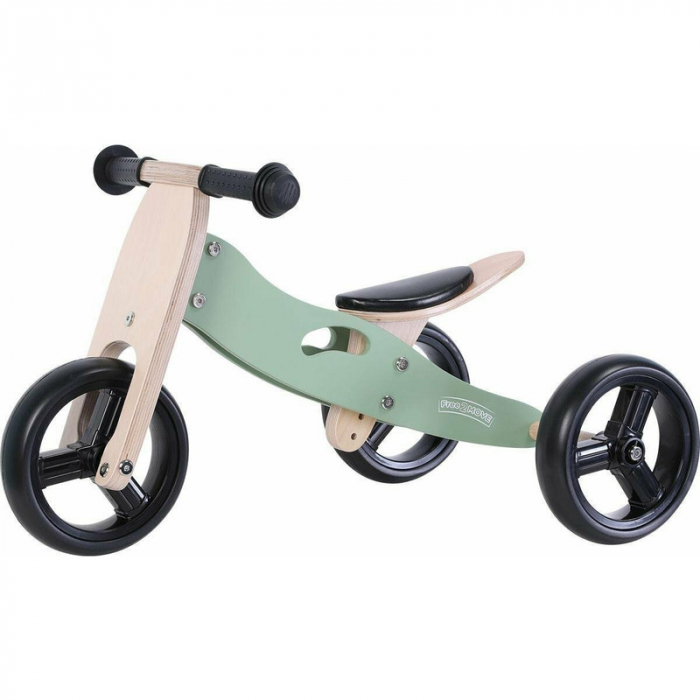Bicicleta/tricicleta fara pedale din lemn, 2 in 1, Functie de bicicleta echilibru, Scaun reglabil, Roti ajustabile, Manere antiderapante, Varsta 1-3 ani, Free2Move, Mint [2]